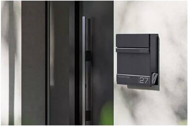 Поштова скринька Metzler Anthrazit RAL 7016 з газетницею та номерним знаком - персоналізована лазерним гравіюванням | Сучасна водонепроникна та стійка до іржі поштова скринька Hermann (Db703)