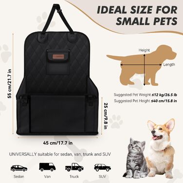 Автокрісло для собак - стабільне, водонепроникне, з підсиленими стінками та ременями безпеки, чорне