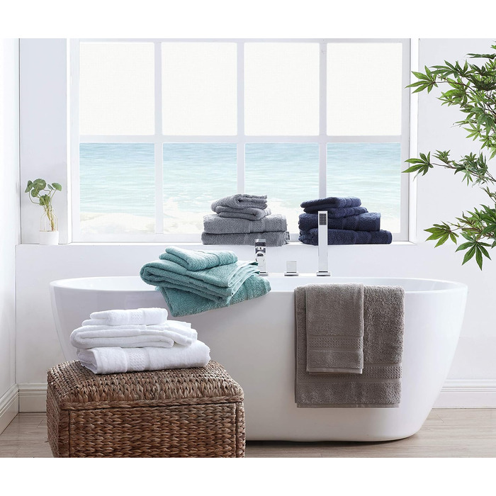 Nautica - 6 Piece Bath Towel Set, absorbent & colorfast cotton, towel set, fashionable bathroom decoration, Öko-Tex Certified (Ocean Turquoise, 6 Piece) 6 Piece Turquoise
