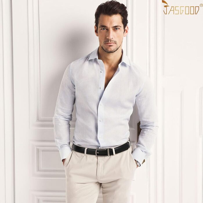 Чоловічий шкіряний ремінь JasGood з автоматичною пряжкою, 33 мм, для костюма, офісний та повсякденний (чорний, 145 см, обхват талії 116-130 см)