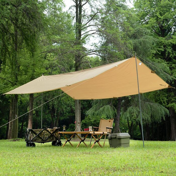 FREE SOLDIER 3x3.2m Waterproof Tarp - Ultralight Camping Shelter, UV Protection, Military Green & Beige - for Hiking, Outdoor Activities
