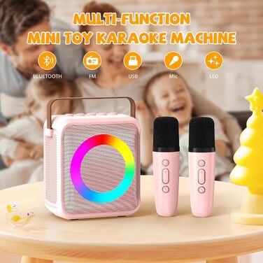Караоке іграшка Ankuka для дітей та дорослих з 2 мікрофонами, портативна караоке-машина з LED-підсвічуванням та ефектами зміни голосу, подарунок для дітей 3-18 років, хлопчиків та дівчаток