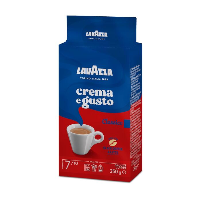Мелена кава Lavazza Crema e Gusto Classico, для гейзерної кав'ярки та фільтр-кави, темне обсмажування, 250 г (набір 10 упаковок)