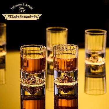 Склянки для шнапсу DUJUST 4cl, кришталь, позолочені 24 каратним золотом, 6 шт. - Елегантні шоти без BPA та свинцю