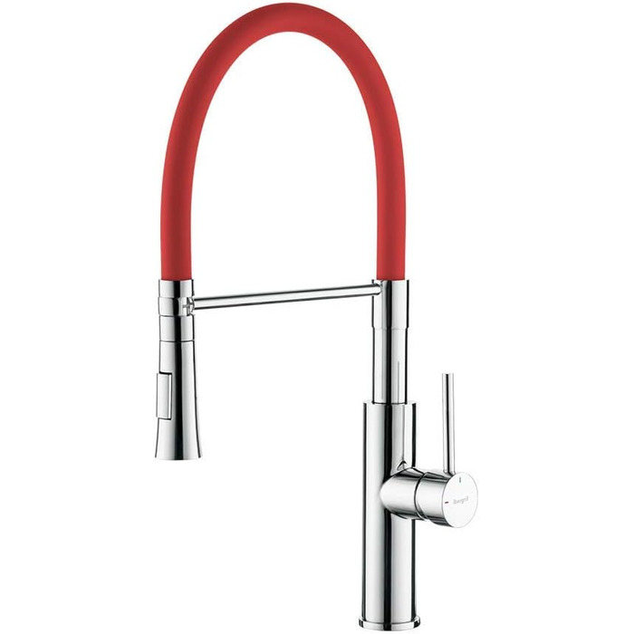 Кухонний змішувач Ibergrif з душем, гнучкий вилив, червоний
