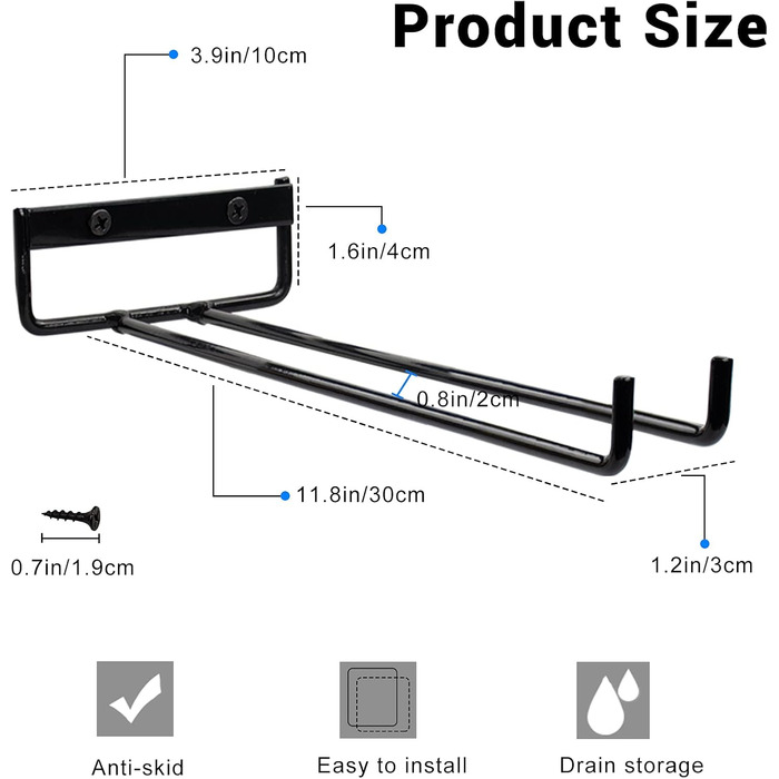 Настінний тримач для келихів вина, полиця для келихів, органайзер для келихів, 30 см, 1 ряд (B)