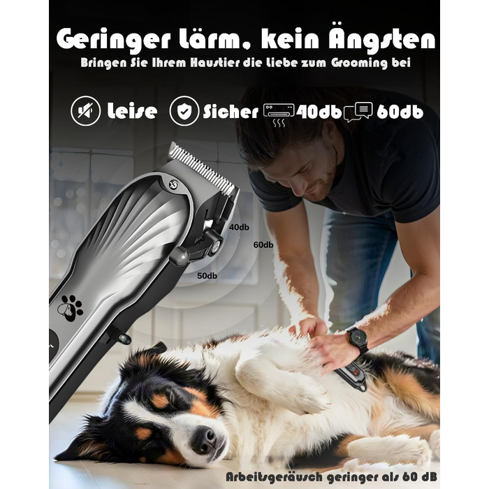 Професійна машинка для стрижки собак з щільним хутром, бездротова, тиха, з LED-дисплеєм, для довгого, товстого, тонкого, кучерявого та хвилястого хутра