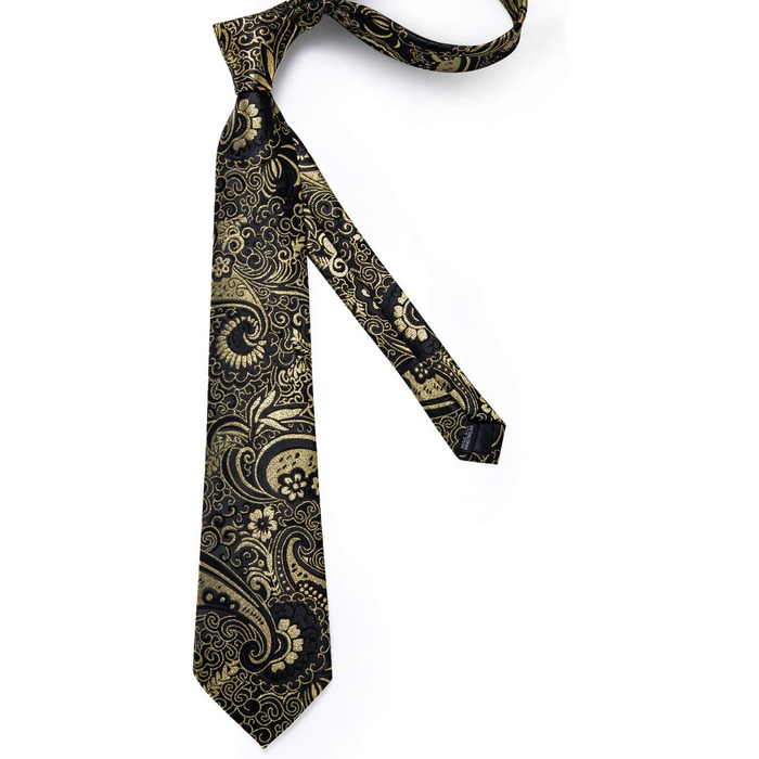 Набір краваток DiBanGu для чоловіків: візерунок пає, краватка, кишеньковий хустинка, краваткові застібки, для весілля та офіційних заходів (чорний / золотий)
