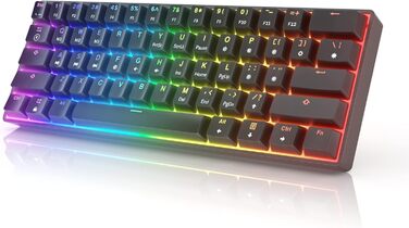 Механічна клавіатура HK Gaming GK61: 61 програмованих клавіш, RGB підсвітка, сумісна з Windows/Mac, QWERTY, Hotswap Gateron Optical Yellow Switches, чорний колір