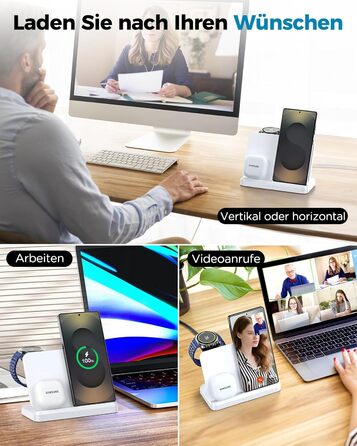 Бездротова зарядка EGV 3-в-1 для Samsung Galaxy S25 Ultra/S24/S23, Z Fold/Flip 7/6, Buds, Watch Ultra/8/7 - без адаптера