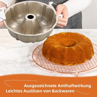 Форма для кексів Onader Gugelhupfform, 25.5 см, з антипригарним покриттям, з нержавіючої сталі, для випікання кексів, хліба, тортів. Золотий колір