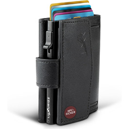 Чоловічий та жіночий шкіряний гаманець Luxurizz Smart Wallet з RFID-захистом - Slim модель з відділом для монет та Slider-системою (10 карт, чорний)