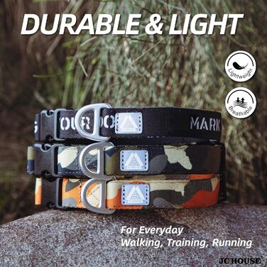 Нашийник для собак JC HOUSE, М, помаранчевий камуфляж, регульований, з логотипом 3M, для собак середніх порід (обхват шиї 35-51 см)