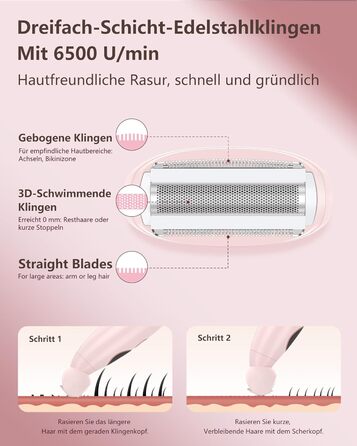 Електричний жіночий триммер 3-в-1 для тіла, обличчя, Bikinizone та ніг. Вологостійкий, USB-зарядка, білий (рожевий)