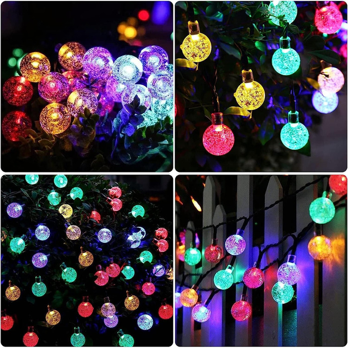 Сонячна гірлянда для вулиці, 60 LED, 13.2м, 8 режимів, IP65, тепле світло. Декорація для балкона, тераси, саду, ялинки.