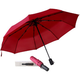 AMVUZ Парасолька штормостійка туристична вітростійка автоматична складана, 210T тефлонове покриття (червона)