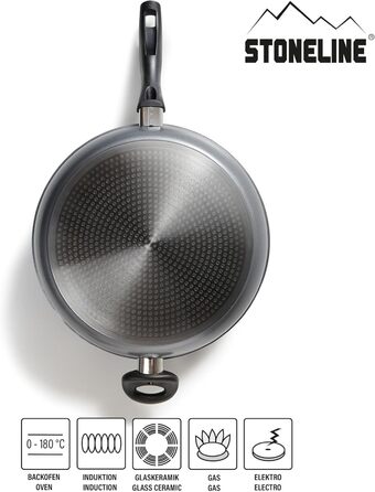 Сковорода STONELINE 16 см з антипригарним покриттям (камінь), для індукційних плит, алюмінієва, чорна