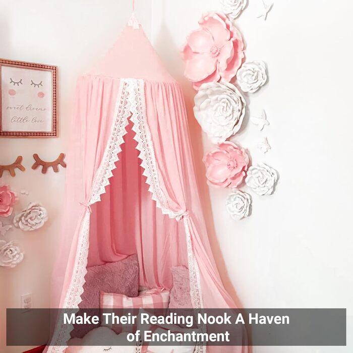 Lace Canopy Bed Canopy Mosquito Net, Insect Protection, Children's Princess Play Tents, Room Decoration, Height 250cm, Color Pink