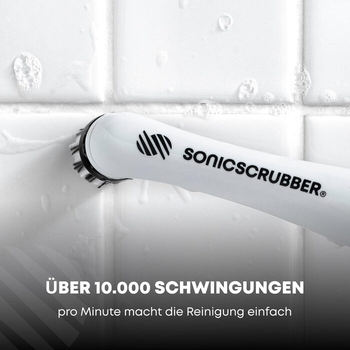 SonicScrubber - Electric Cleaning Brush - Includes 4 Brush Heads - Ideal for All Rooms and Surfaces - AA Batteries Included (Household for Kitchen and Bathroom)