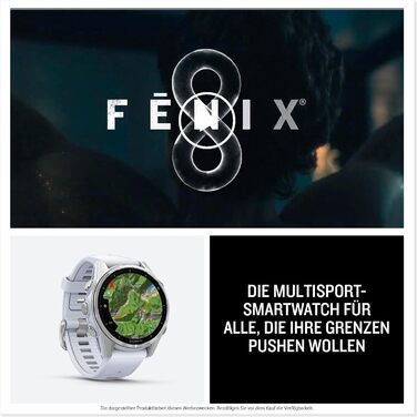 Garmin fēnix 8 43mm: Мультиспортивний смартгодинник з AMOLED-дисплеєм, до 10 днів роботи, 80+ спортивних функцій, топографічні карти, EKG, телефон, музика, ліхтарик