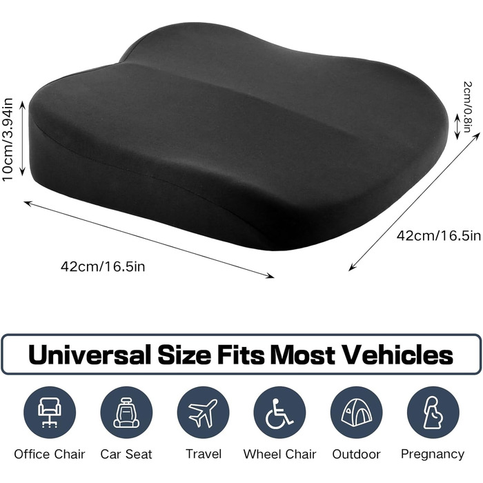 Підсидіння автомобільне для дорослих з Memory Foam: зручна подушка на сидіння авто, ергономічне сидіння для водія, офісного крісла, інвалідного візка