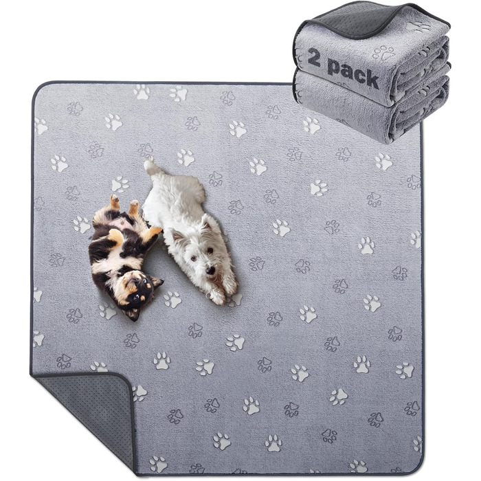 Підстилка для собак та цуценят PICK FOR LIFE, 2 шт., швидко поглинаюча, 92x122 см, сіра