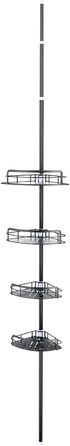 Тeleskopна поличка для душу Uamector - кутова поличка з 4 кошиками, регульована висота 107-306 см, чорний колір