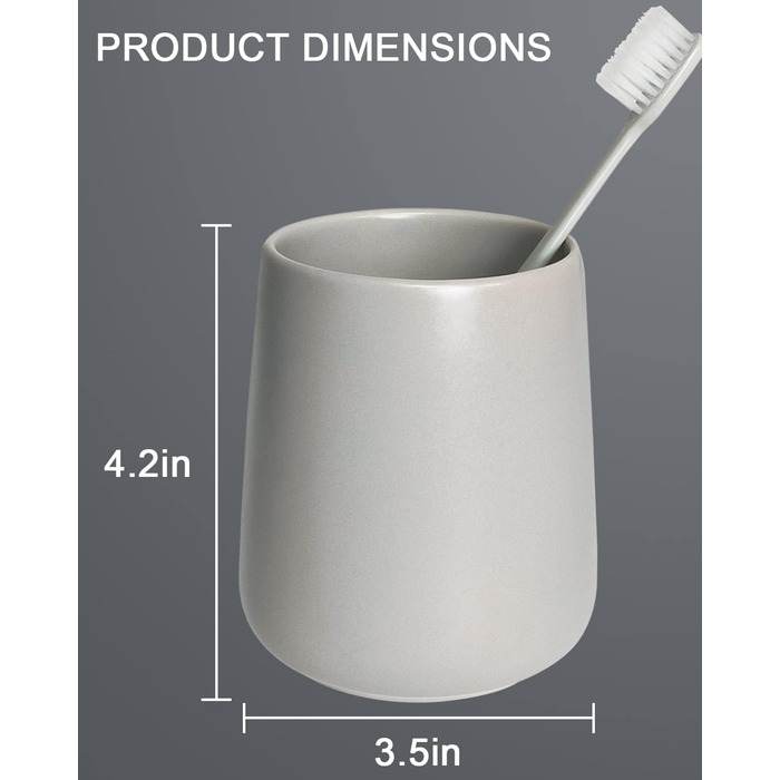 Toothbrush Holder, Matte Black, 2 Pieces, Ceramic Toothbrush Holder, Toothbrush and Toothpaste Organizer for Bathroom, Home Decoration, Countertop, Dresser (Matte Gray)