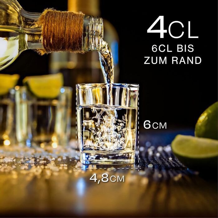 Набір шотових склянок Praknu 12 шт. 6cl, квадратні, скляні, для напоїв, міцне дно, для вечірок - безпечні для посудомийної машини