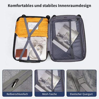 Набір валіз LALAHO 3 шт. з жорстким корпусом, великий дорожній набір валіз на колесах, ABS+PC, ручна поклажа, набір валіз з жорстким корпусом, м'ятно-зелений (чорний-2, набір валіз 2 шт.)