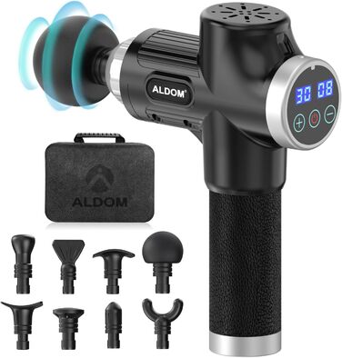 ALDOM Massage Gun - Electric Muscle Massager with 30 Speed Settings & 8 Attachments - for Men & Women