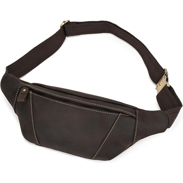 Чоловіча поясна сумка з натуральної шкіри LUUFAN, темно-коричнева (1034)