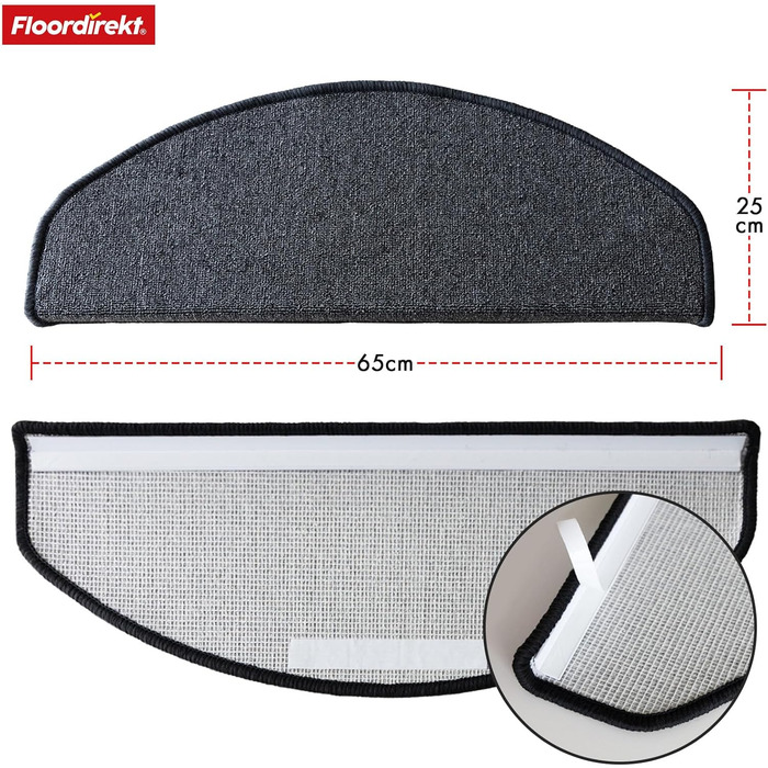 London Pro Stair Treads - Anthracite Grey - 15 Piece Set - 25x65 cm Non-Slip Stair Mats