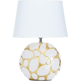 ARTE LAMP Poppy LED лампа настільна з кабелем – Хром/Біла настільна лампа з абажуром з білого текстилю для вітальні та спальні (Poppy Gold)