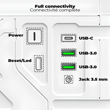 Корпус для ПК Empire Gaming ECM252 Mid Tower з цифровим дисплеєм (температура CPU/GPU, RPM) - 3 ARGB вентилятори - ATX/Micro-ATX/ITX - USB C