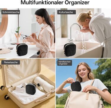 Косметичка для жінок Kalidi з корду, містка, з відділеннями, металева блискавка, для подорожей, темно-зелений (чорний)