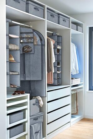 Органайзер для зберігання Zeller 14614 з 8 відділеннями, флізелін, тканина, 18 x 30 x 105 см, білий/сірий