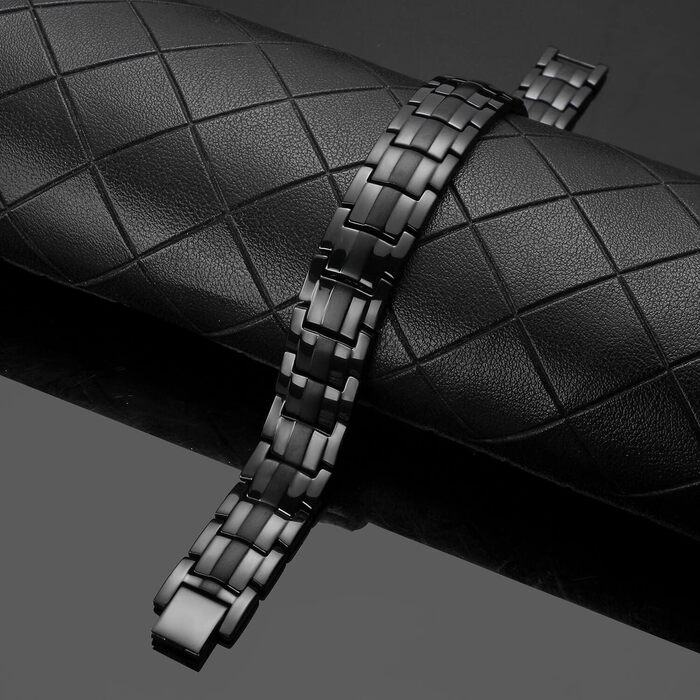 Браслет чоловічий MagEnergy з міді та магнітами – 3 шт., регульований, чорний