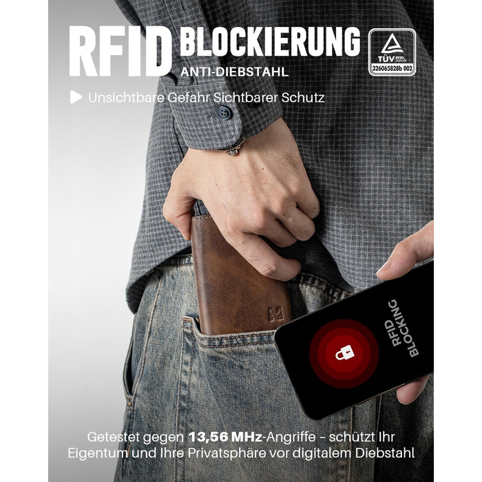 Шкіряний чоловічий гаманець з RFID-захистом Braun з відділенням для монет та 6 картками