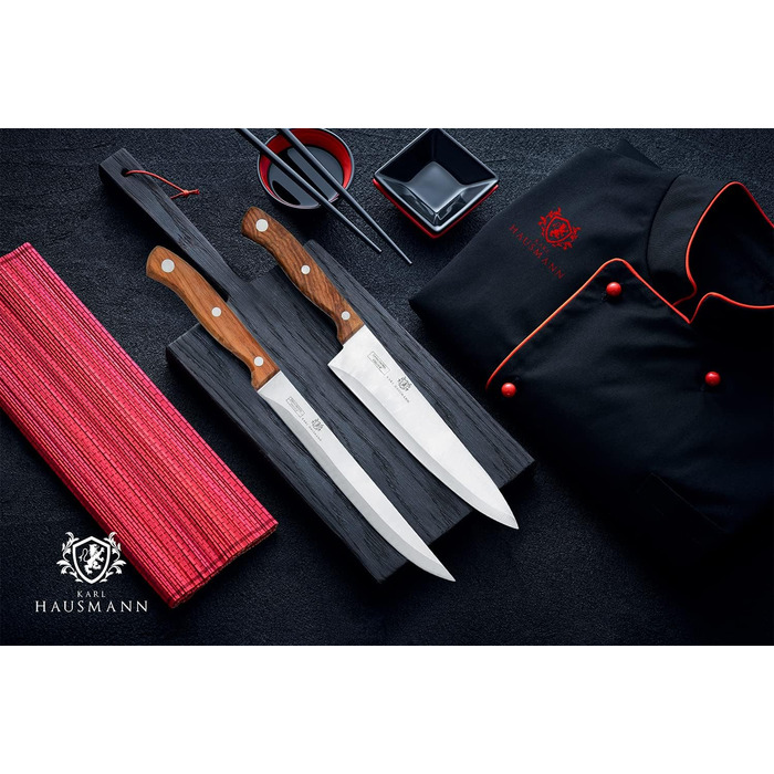 Набір ножів Karl Hausmann 5 предметів: ніжний блок, кухонні ножі з нержавіючої сталі, блок для ножів з пластику та щетиною