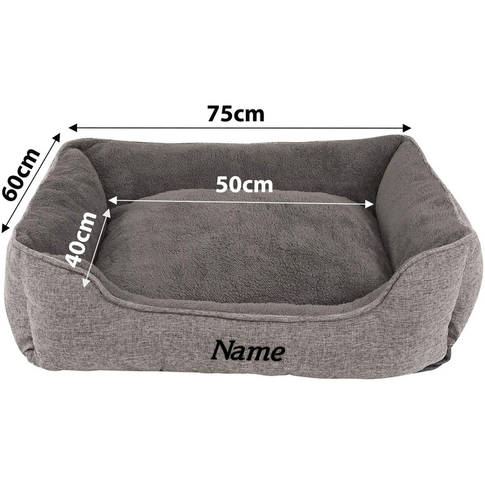 М'яке ліжко для собак Lionto знімний чохол, 75x60 см, сіре, для собак та котів