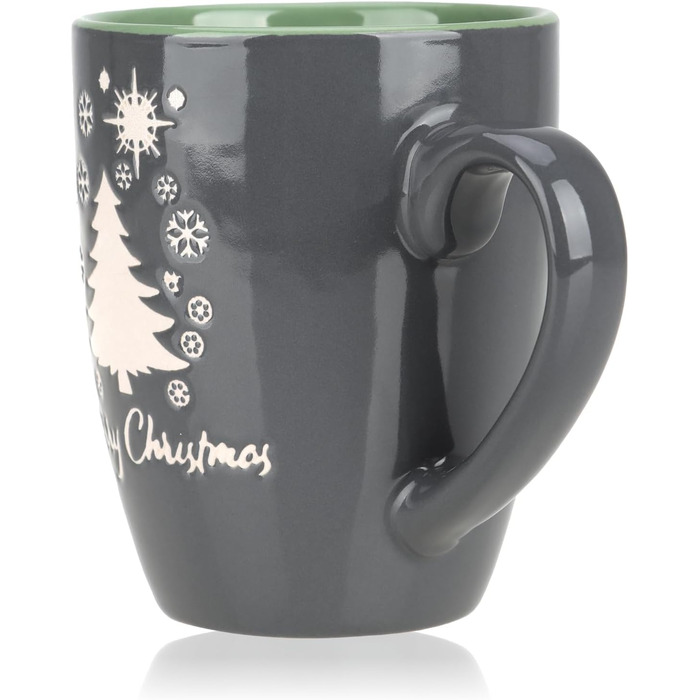 4 чашки для кави Com-Four® з кераміки, 250 мл, святковий дизайн (червоний/сірий/зелений/синій)