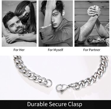 Чоловічий браслет TempBeau на руку: 4/5 шт. з нержавіючої сталі, 19/21 см, ланцюжок-панцир, стильний аксесуар для чоловіків, подарунок для тата/друга