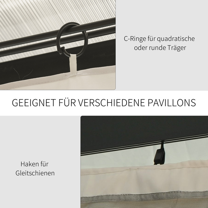 Outsunny Gazebo 3x4 m with 4 Side Panels, Polyester Party Tent in Beige, 352 x 205 cm, ideal for garden parties