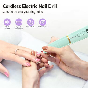 Електричний фрезер для нігтів 12 в 1 USB перезарядна машина для манікюру та педикюру 20000 RPM (Зелений)