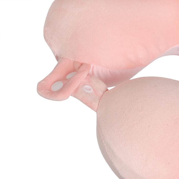 Подушка для шиї з піною з пам'яті, зручна та легка, для подорожей (літак, авто, поїзд, автобус), з чохлом (рожева)