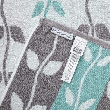 Amrapur Overseas Towel Set, yarn-dyed, organic fronds, jacquard/solid, ultra-soft, 500 g/m², 100% combed cotton, Aqua, 6-piece