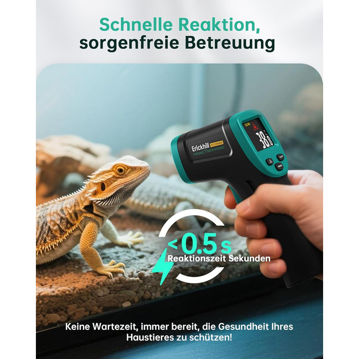 Інфрачервоний термометр ERICKHILL -50℃~800℃: безконтактний лазерний вимірювач температури з LCD-дисплеєм, регульована емісійність. Підходить для приготування їжі, грилю, заморожування, промисловості.