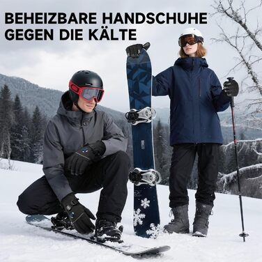 Гріючі рукавички з акумулятором 6000mAh USB, для жінок та чоловіків, 3 режими нагріву, водонепроникні, сенсорні, чорний, EU