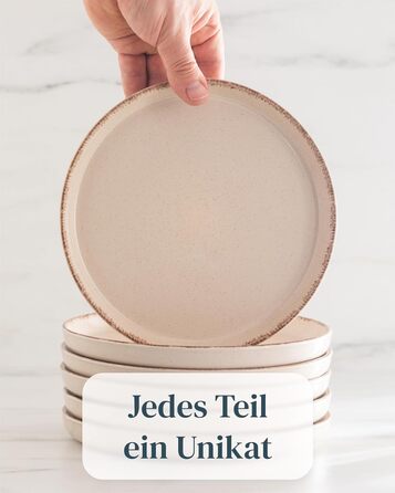 Набір посуду з каменю 12 осіб Rustic 48 предметів, Преміум якість, Стиль кантрі, Набір тарілок та мисок, Тарілька для сервірування, Набір Pure Living у бежевому кольорі 48 предметів